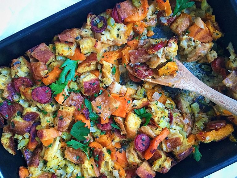 Butternut Squash and Andouille Stuffing